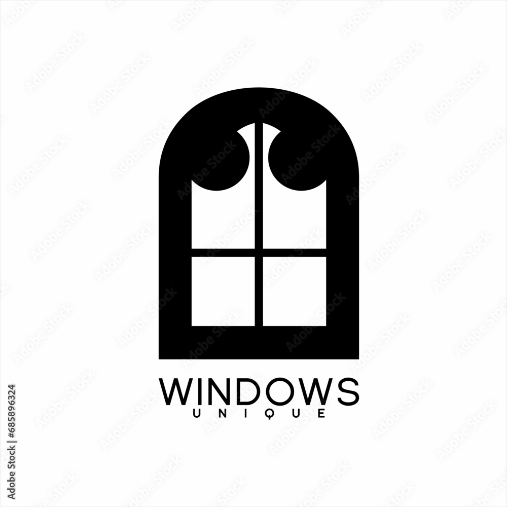 Classic unique window illustration icon logo design.