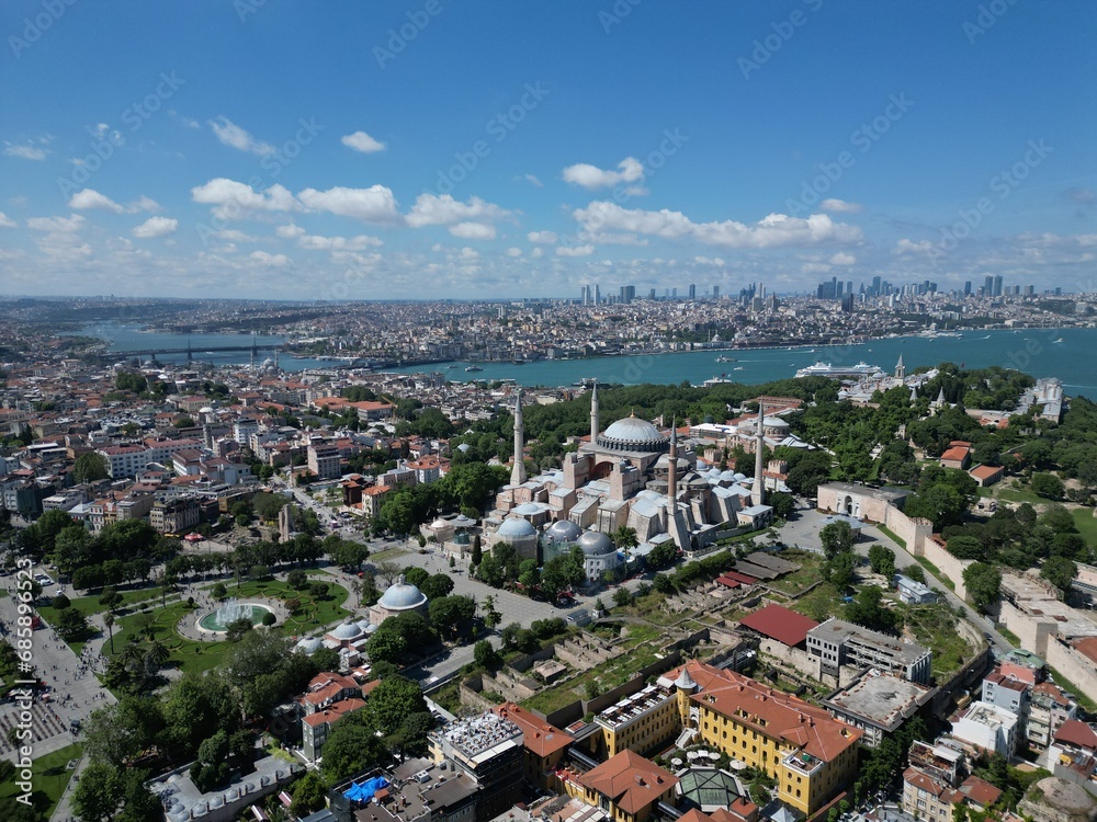 Hagia Sophia Istanbul - aerial shot
