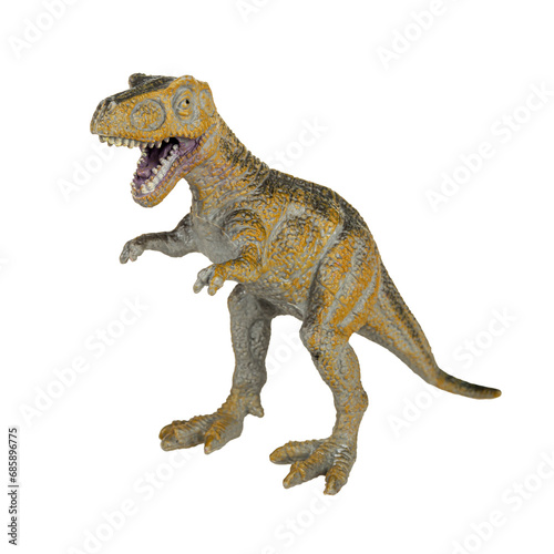 Dinosaur tyrannosaurus figurine toy isolated on white background © daniiD