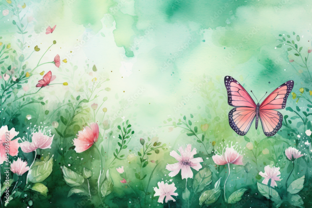 Summer background with butterflies and flowers. Space for text. Summer background with butterflies and flowers. Space for text.