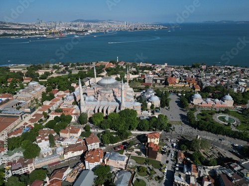 Bosphorus view aerial shot Istanbul