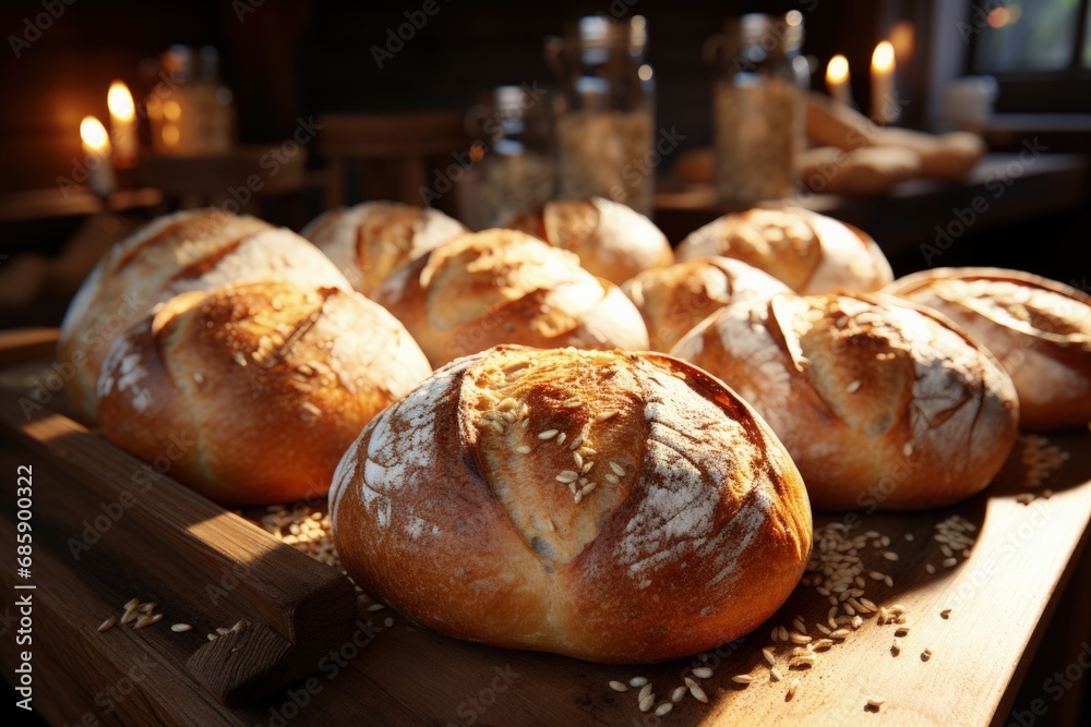 workers team on bread factory