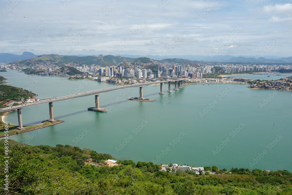 panoramic of the Third Bridge, Terceira ponte, in Vitoria, ES, Brazil. Cityscape as backdrop panoramic of the Third Bridge, Terceira ponte, in Vitoria, ES, Brazil. Cityscape as backdrop