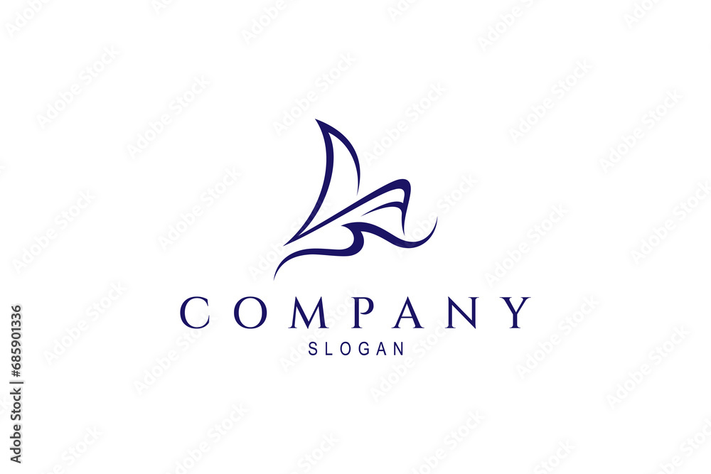sailboat logo design with ocean waves in flat design sailboat logo design with ocean waves in flat design
