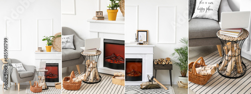 Collage of stylish living r...