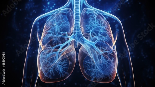 Human lung anatomy drawing