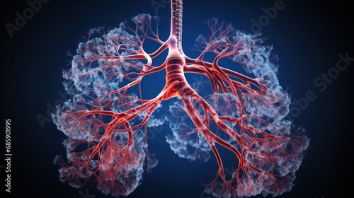 Human lung anatomy drawing