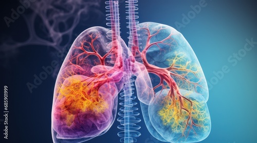 Human lung anatomy drawing