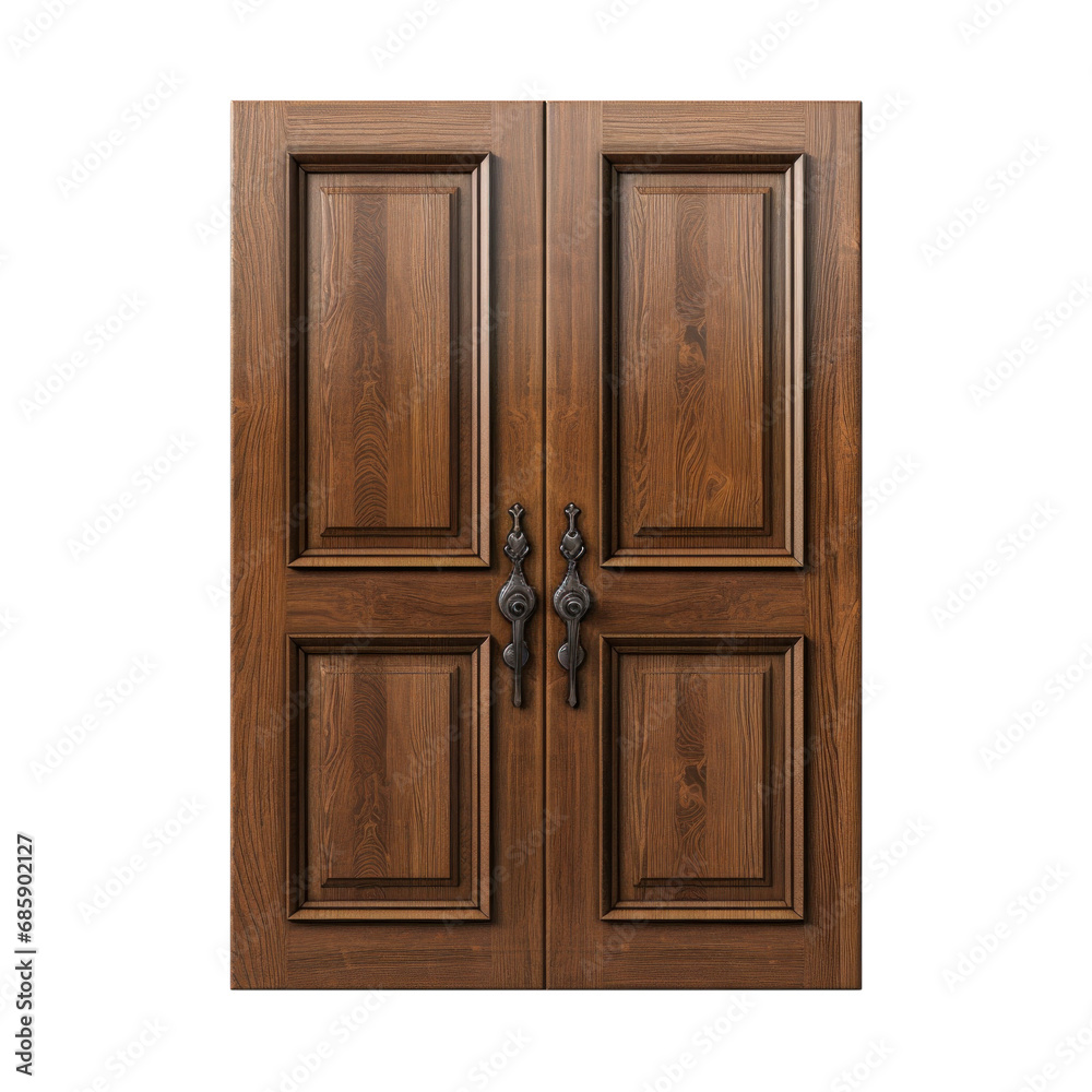 Wood door isolated on transparent background
