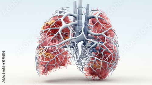 Human lung anatomy drawing