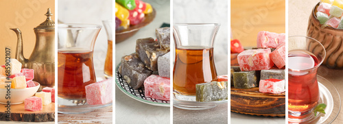 Collage of tasty Turkish de...