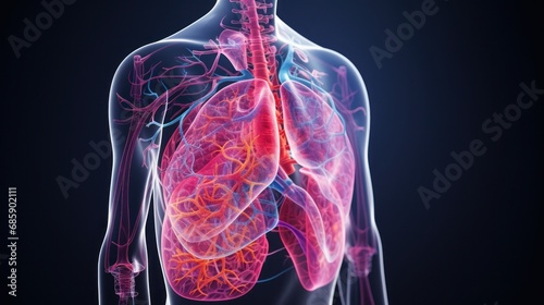 Human lung anatomy drawing
