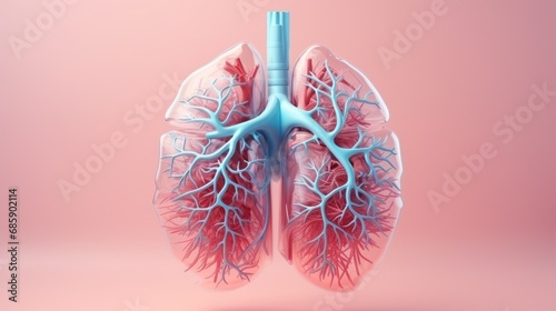 Human lung anatomy drawing