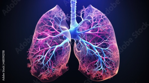 Human lung anatomy drawing