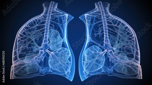 Human lung anatomy drawing
