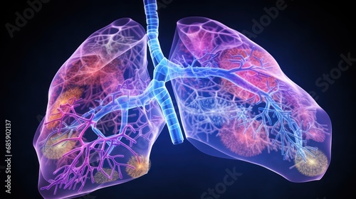 Human lung anatomy drawing