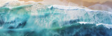 ocean shore, foamy waves, crashing waves, Above blue ocean, golden sand, Overhead photo, Ocean Wave