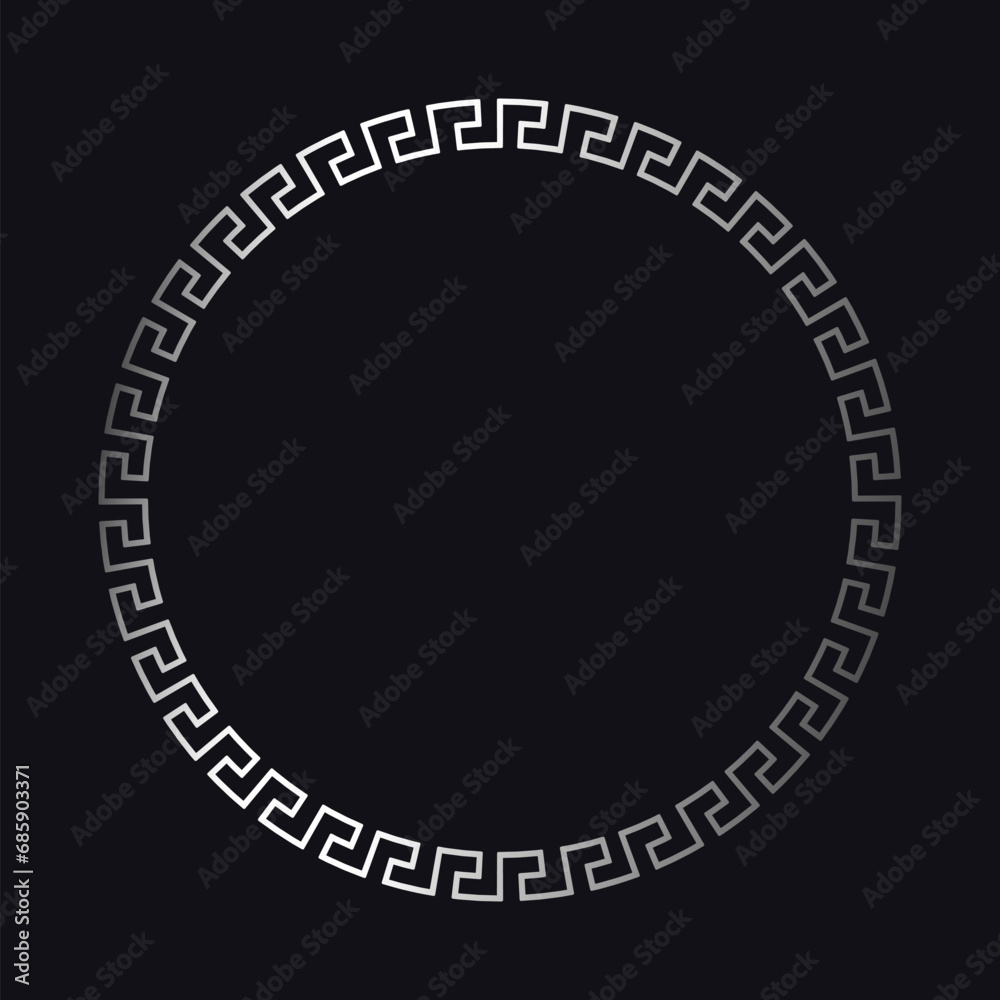 Fototapeta premium Greek silver frame on a black background, vector