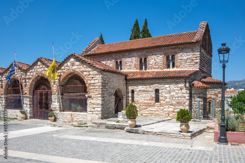Typical Street and building at town of Arta, Greece photo