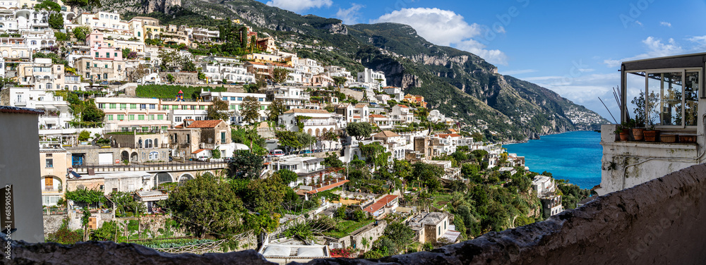 Positano, Italy. Rugged Mountains of the Amalfi Coast.
