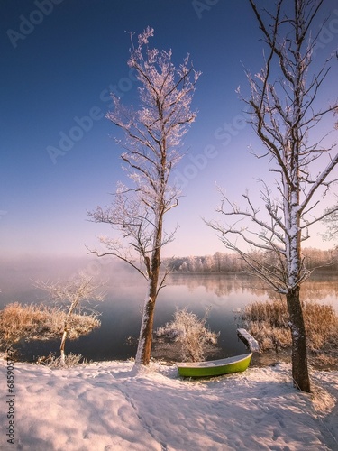 Zimowy krajobraz. Warmia Mazury Polska