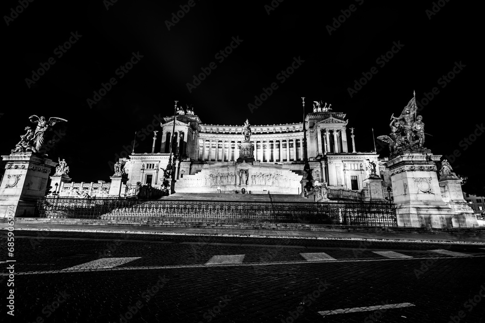 Monument to Victor Emmanuel II at night. Rome, Italy