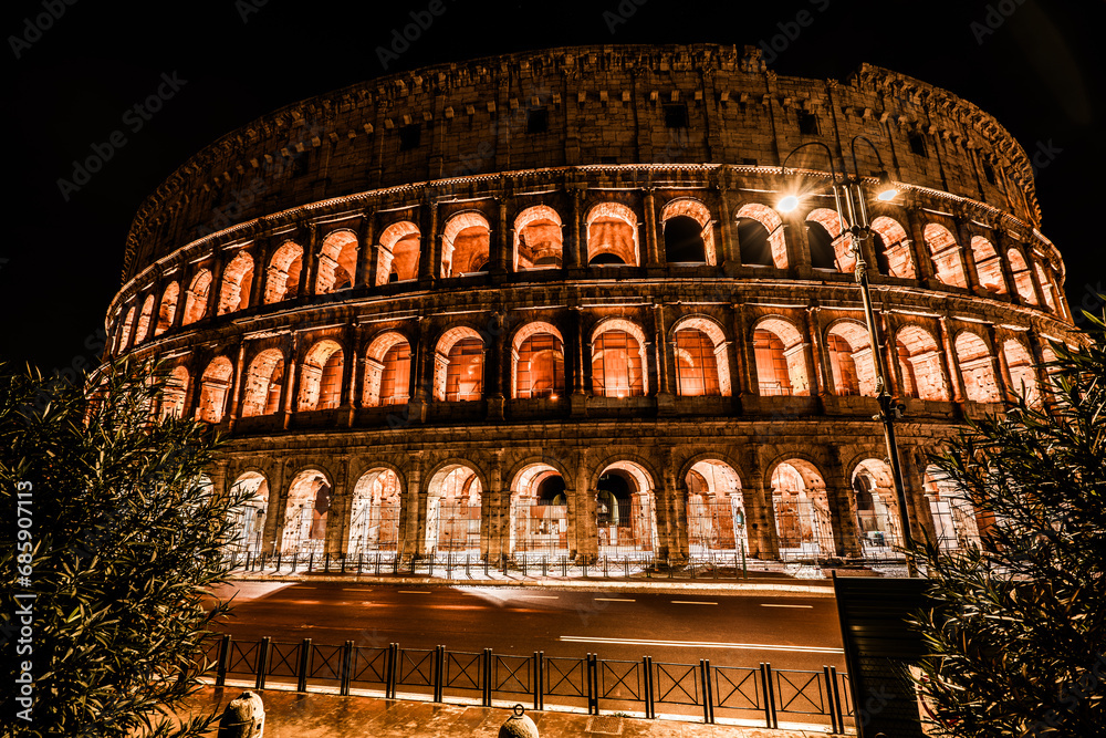 The Colosseum at night.  Rome, Italy