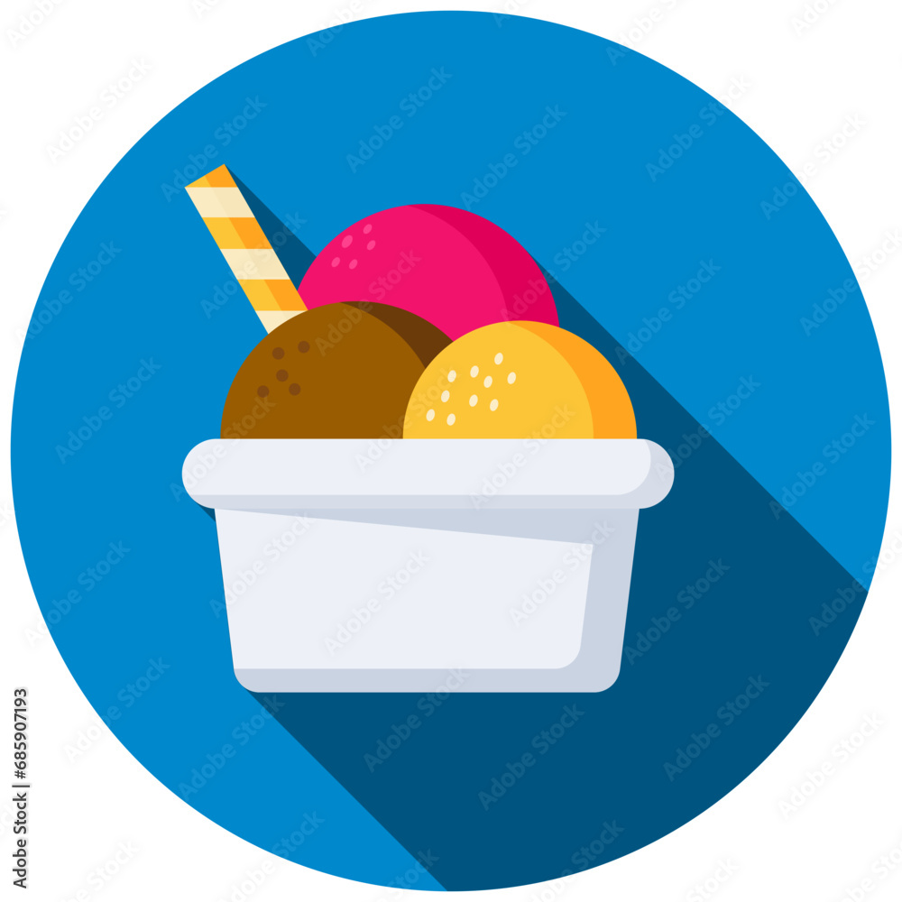 Ice Cream Cup Icon In Rounded Flat Design Style Vector Illustration Ice Cream Cup Icon In Rounded Flat Design Style Vector Illustration