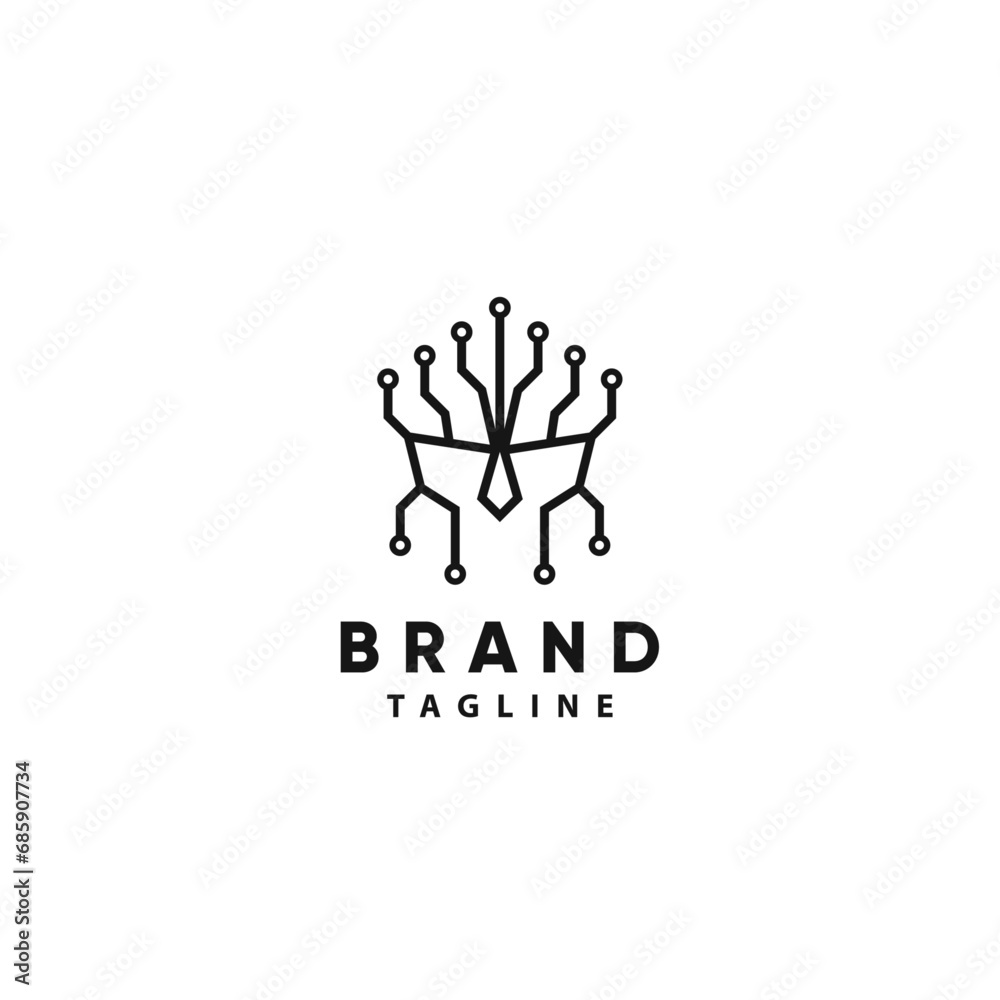 A Spartan head gear made up of lines and nodes that convey digitalization and tech Logo Symbol Design Template Flat Style Vector