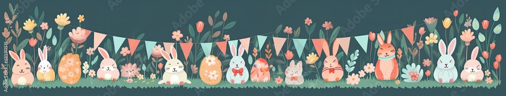 Joyful Seasonal Easter Banner Art - Colorful Festive Decor for Website. Generative AI
