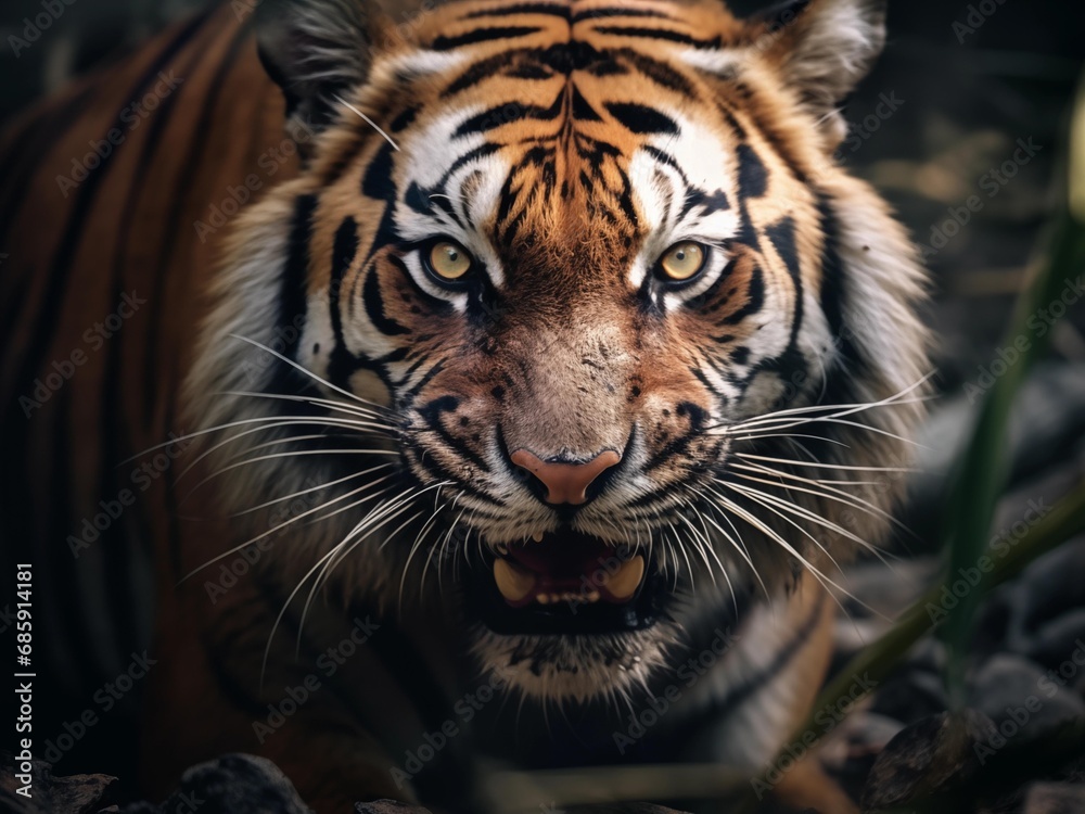Fototapeta premium Hypperealistic hd animals. Tiger in wild nature. High quality photo. Generated Ai
