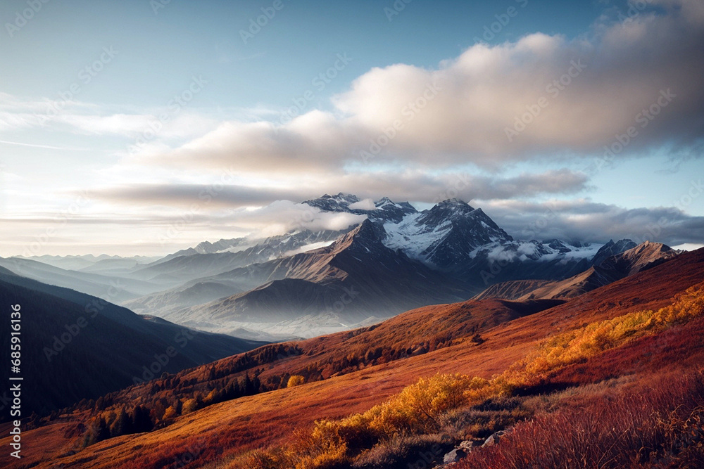 Beautiful landscape of mountains during autumn