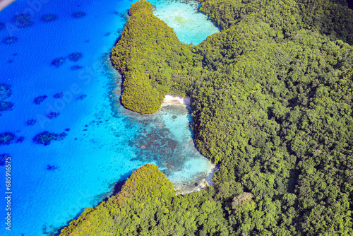 Aerial view of Palau Island taken from a small plane