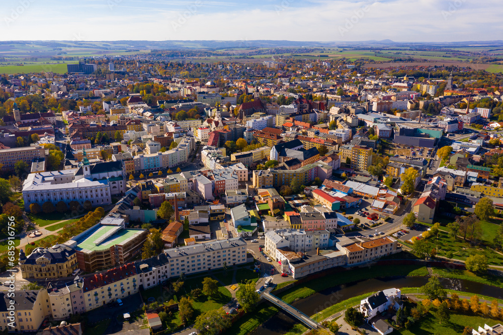 Panoramic view of historical center of Opava, Czech Republic
