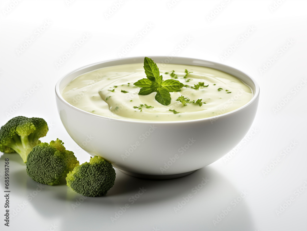 Broccoli cream soup in a white plate Broccoli cream soup in a white plate