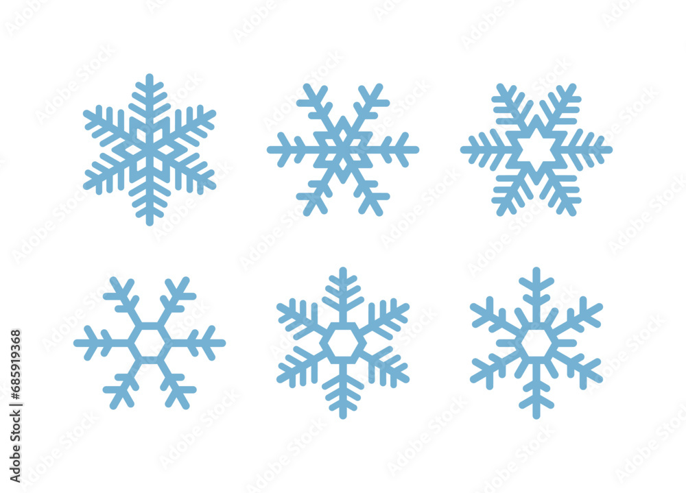 Set of snowflake icons for winter season. Design elements symbolizing snow, snowflakes, ice, crystals, winter, frost, cold weather and Christmas. Set of snowflake icons for winter season. Design elements symbolizing snow, snowflakes, ice, crystals, winter, frost, cold weather and Christmas.