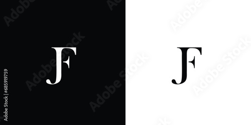 Abstract Letters logo monogram JF in black and white color photo