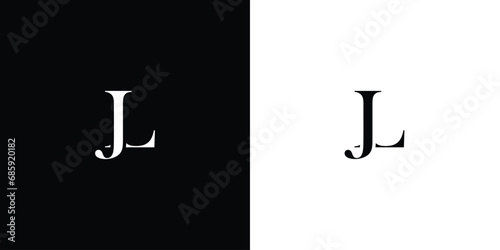 Abstract Letters Logo Monogram JL or LJ in black and white color photo
