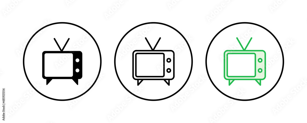 Tv icon set. television icon vector