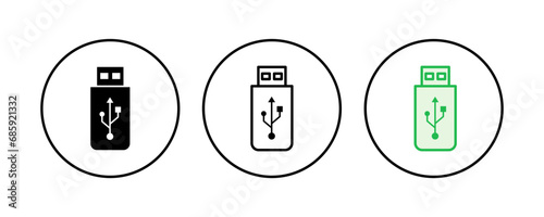 Usb icon set. Flash disk icon vector