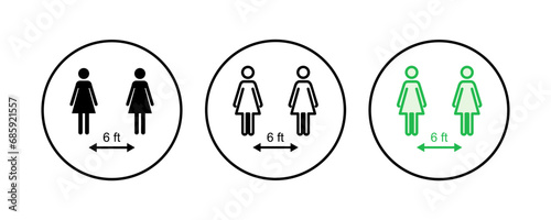 Social distancing icon set. social distance icon. self quarantine sign