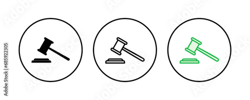 Gavel icon set. judge gavel icon vector. law icon vector. auction hammer