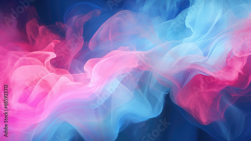 Abstract Blue and Pink Neon Smoke Clouds