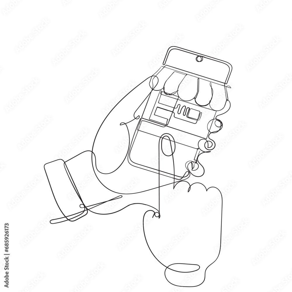 continuous line drawing mobile store illustration vector continuous line drawing mobile store illustration vector