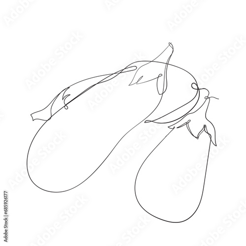 continuous line drawing eggplant illustration