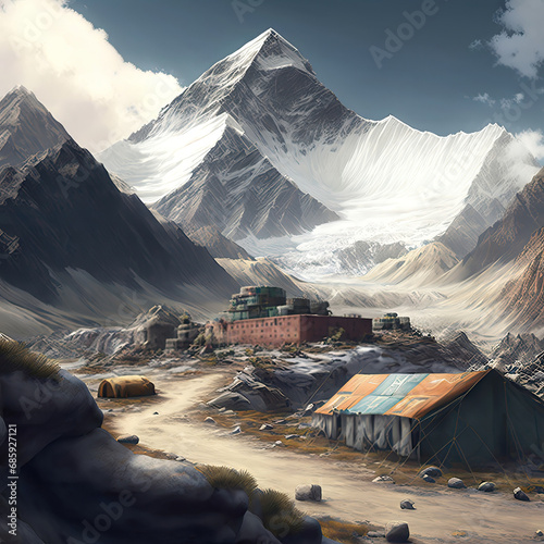 Mount Everest base camp   Nepal Himalaya. photo