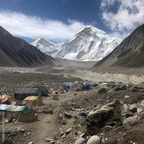 Mount Everest base camp Nepal Himalaya.