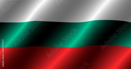 Animated flag of Bulgaria with folds. Bright background with flag of Bulgaria . Happy Bulgaria day background. Bright button with flag. photo