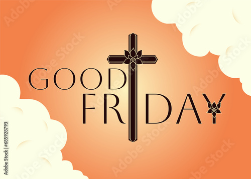 Banner with text GOOD FRIDAY and cross