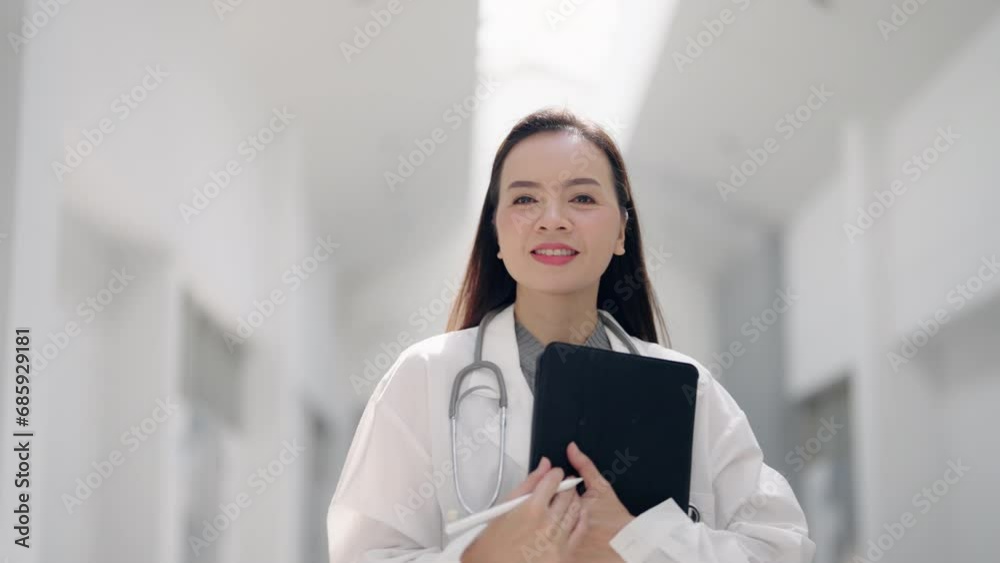portrait Asian female doctor using a tablet while working in the hospital portrait Asian female doctor using a tablet while working in the hospital
